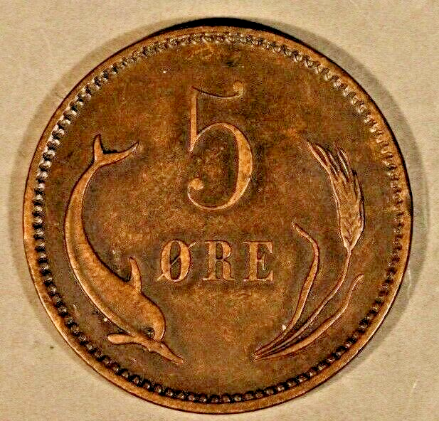 1894 Denmark 5 Ore NIce