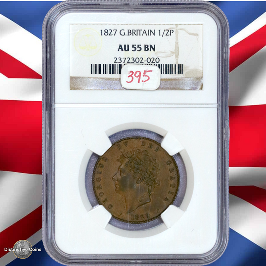 Great Britain 1827 1/2 Penny NGC AU55BN - GBS061
