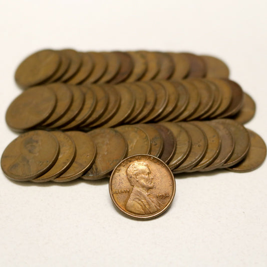 1930's Lincoln Pennies (x45) w/ many mint marks most middle grades F to XF  B130