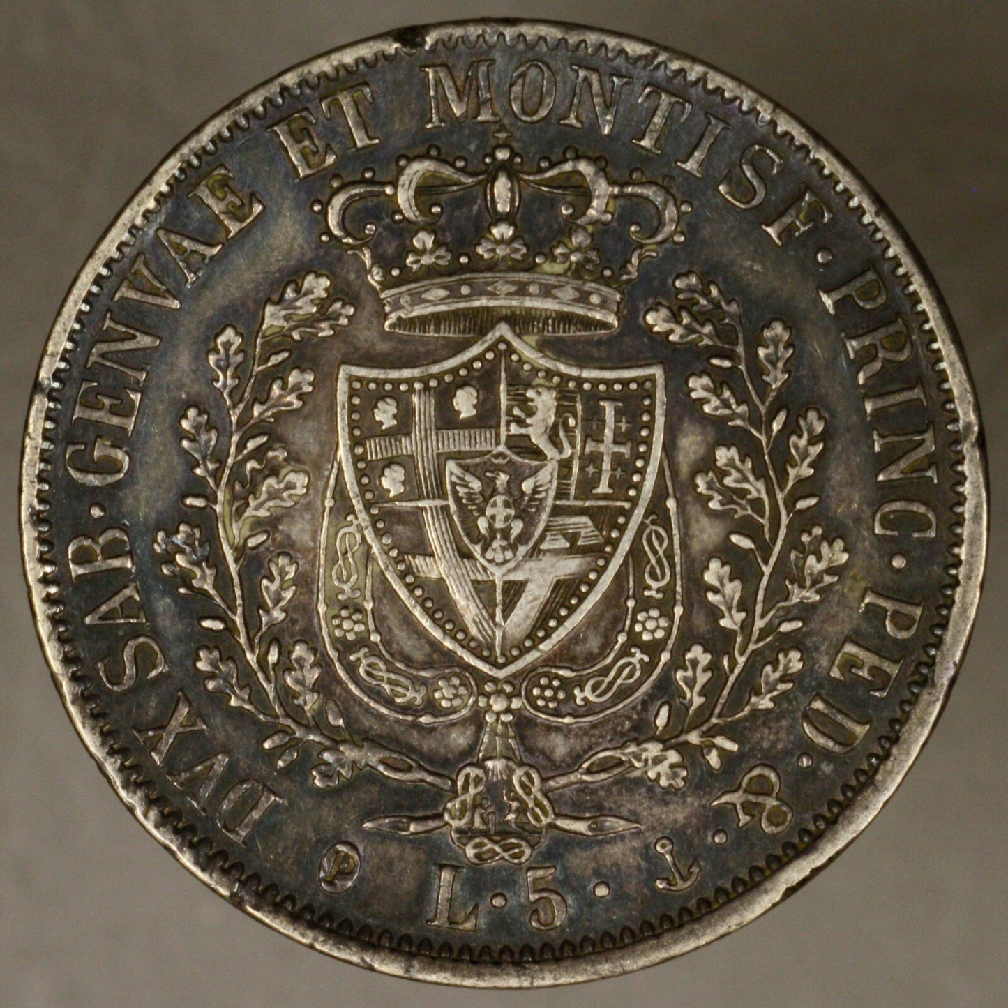 Italy Sardinia 1827 P 5 Lire