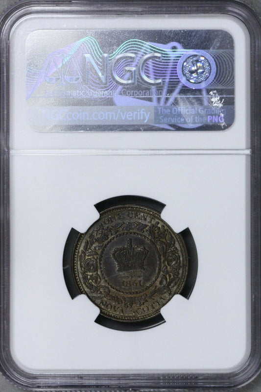Nova Scotia 1861 1 Cent Large Rosebud NGC MS 62 BN  S754