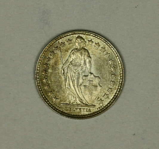Switzerland   Silver 1/2 Franc 1928 Light Toned  UNC  A1050