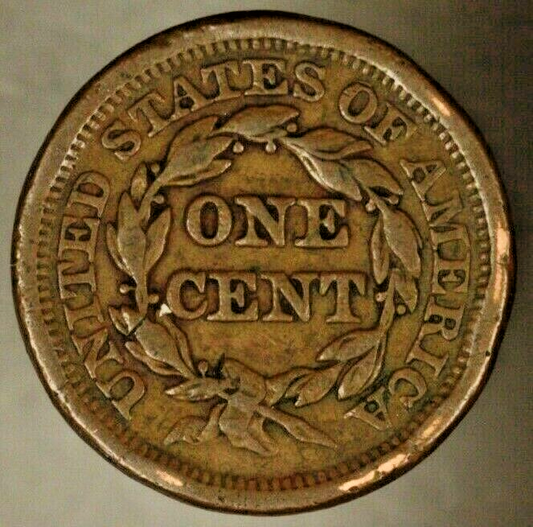 1851 Braided Hair Large Cent Circulated Coin