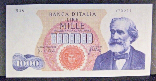 1962 Italy "Banca D'Italia" 1,000 Lire Note High Grade