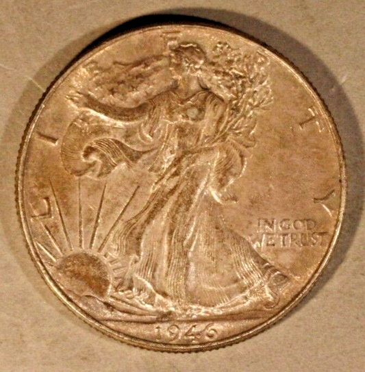 1946 Walking Liberty Half Dollar Russet Blue Tone Obv.