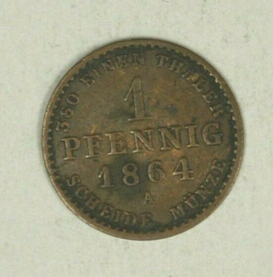 Germany Anhalt - Bernburg Pfennig 1864-A VF  Major Die Break  A2245