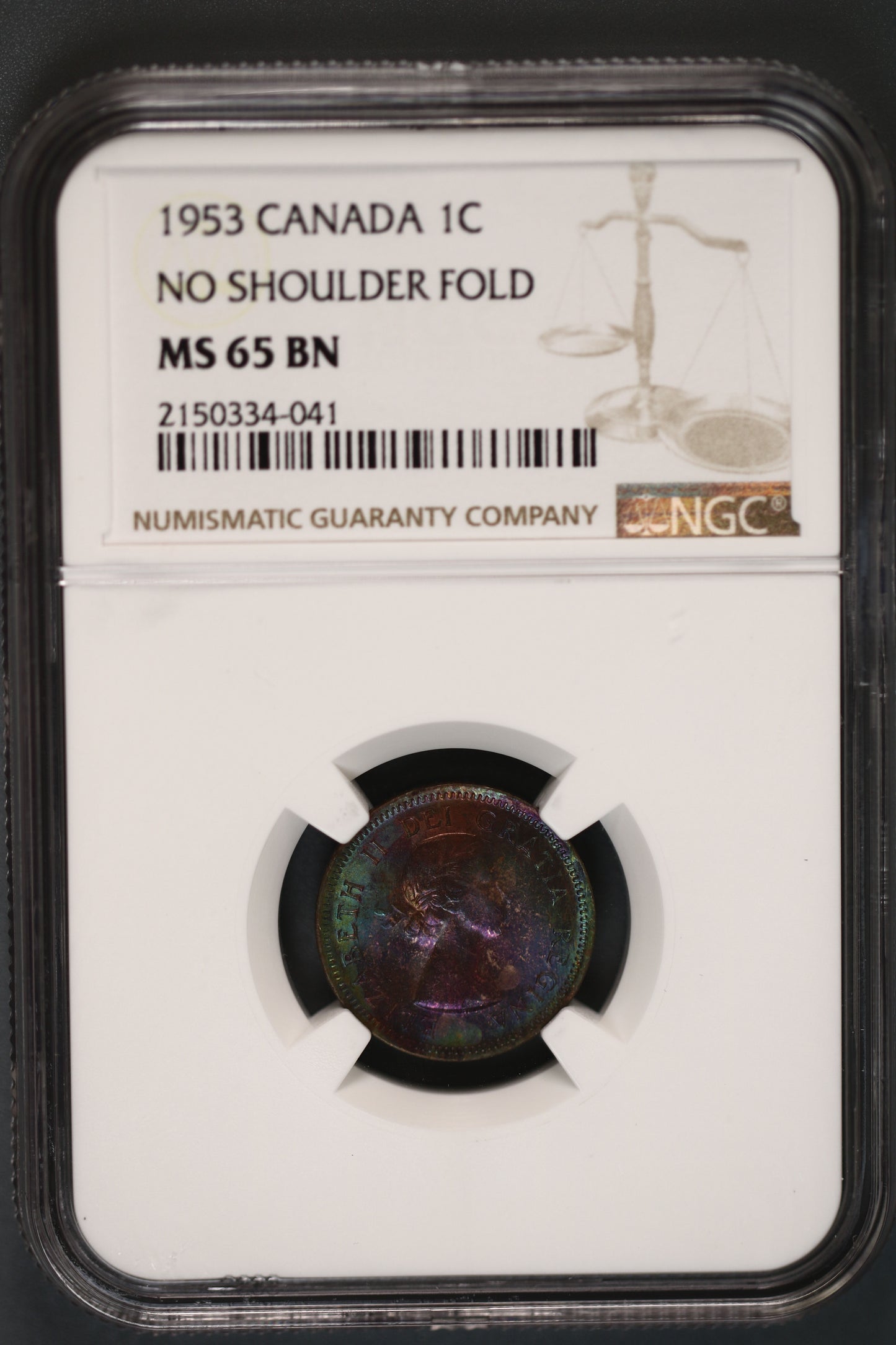 Canada 1953 One Cent No Shoulder Fold MS-65 S794