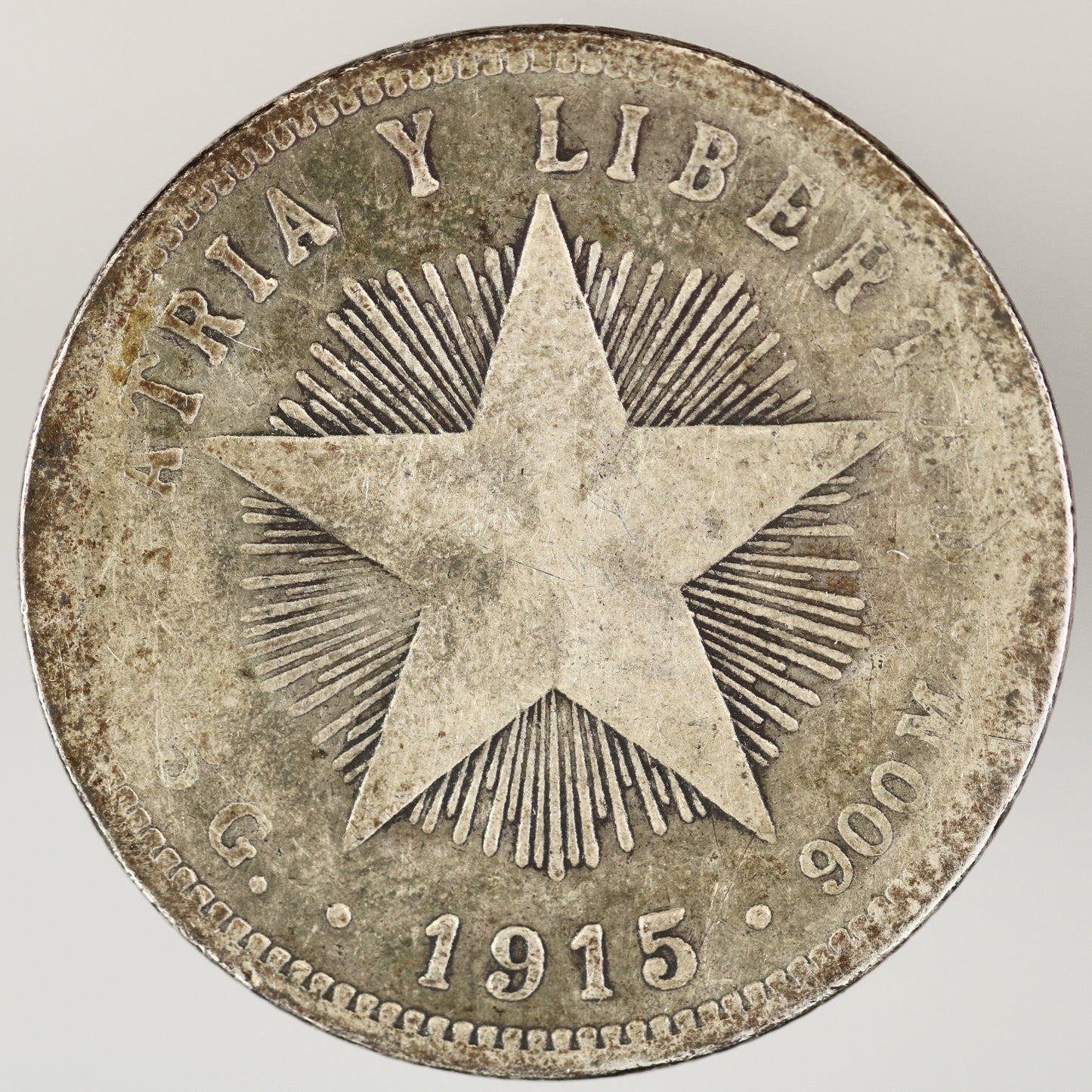 Cuba 1915 Course Reading 20 Centavos Low Relief Star A3567