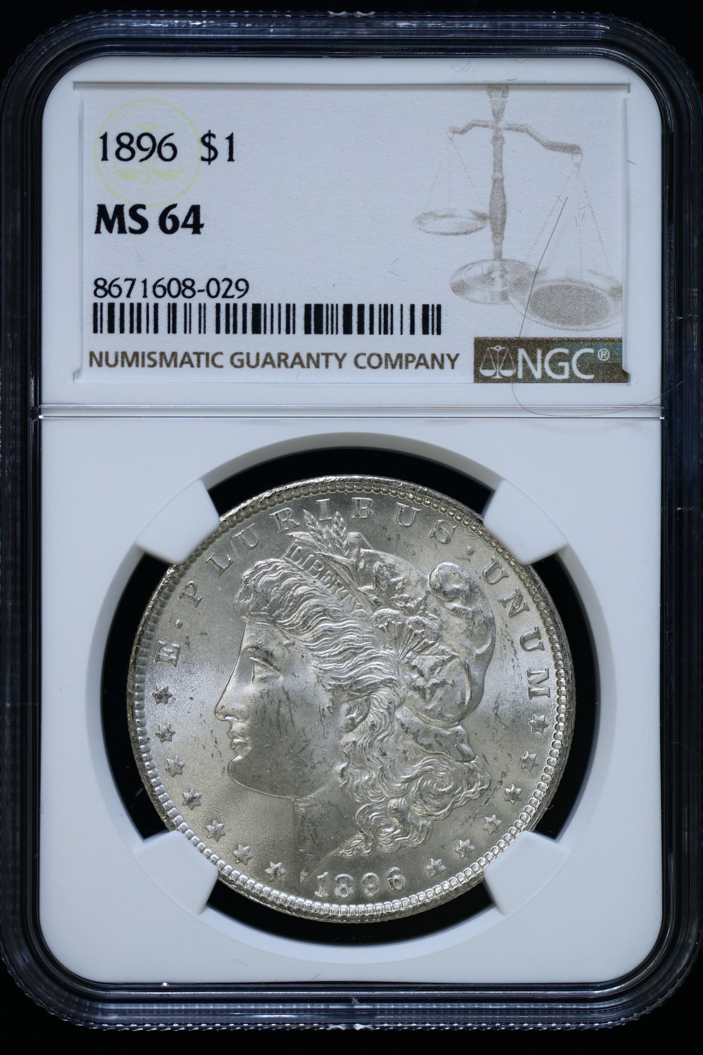 US 1896 Morgan Silver Dollar MS-64 NCG S847