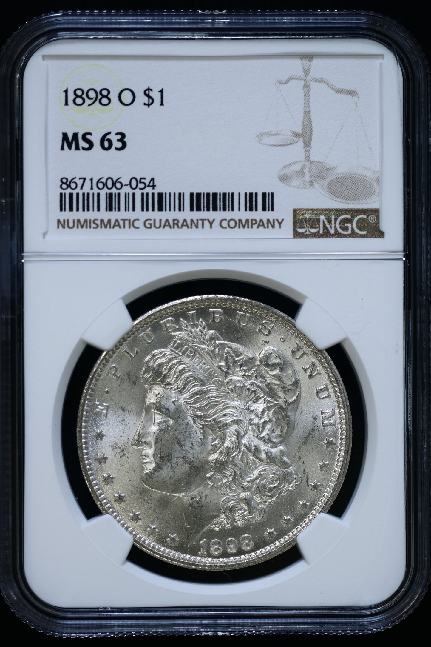 US 1898-O Morgan Silver Dollar MS-63 NCG S848