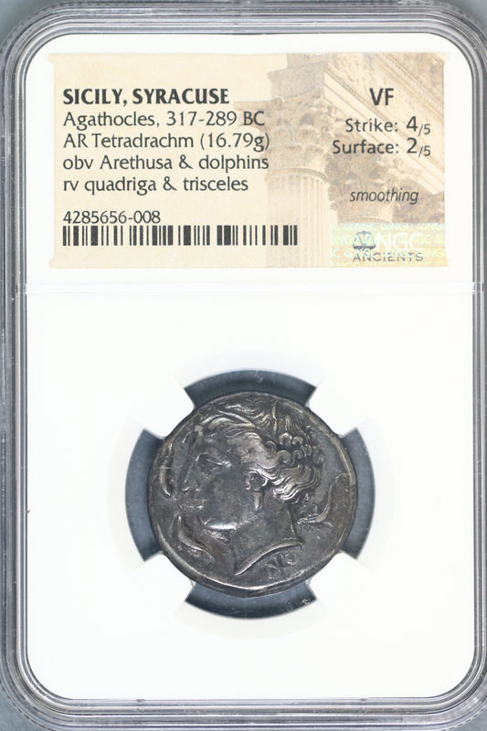 Sicily Syracuse Ag Tetradrachm Agathocles 317-289 BC NGC VF S95