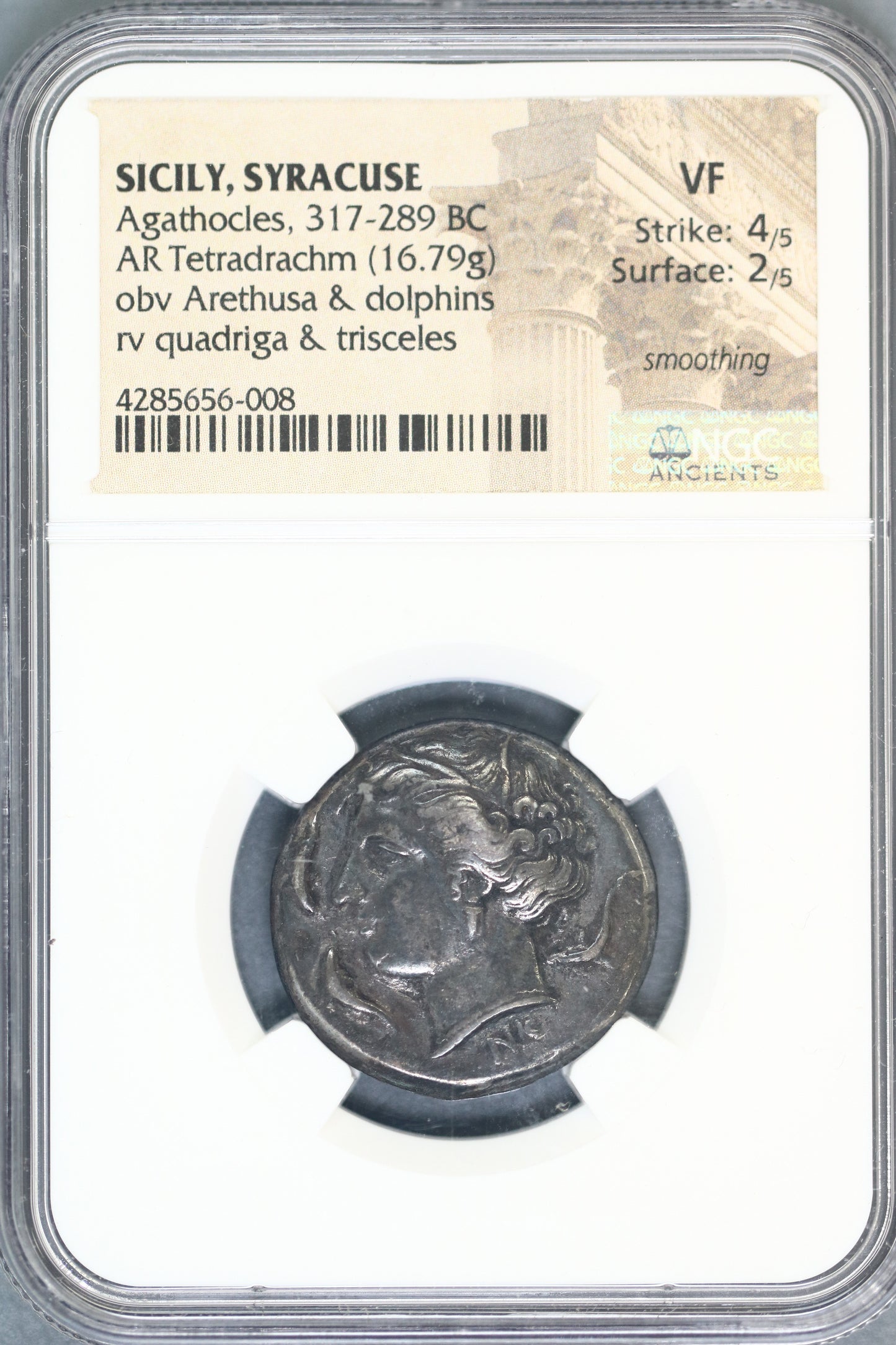 Sicily Syracuse Ag Tetradrachm Agathocles 317-289 BC NGC VF S95