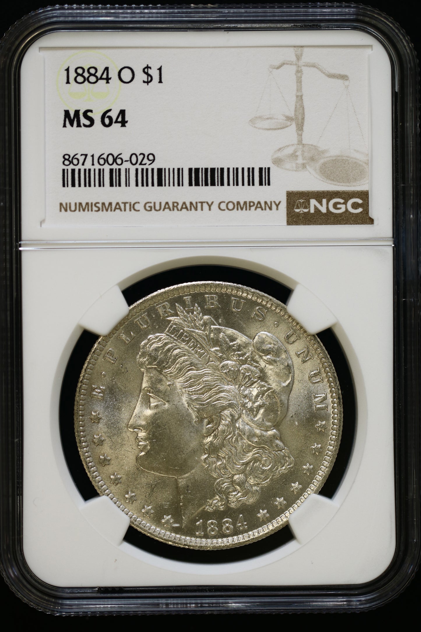 US 1884-O Morgan Silver Dollar MS-64 NCG S829