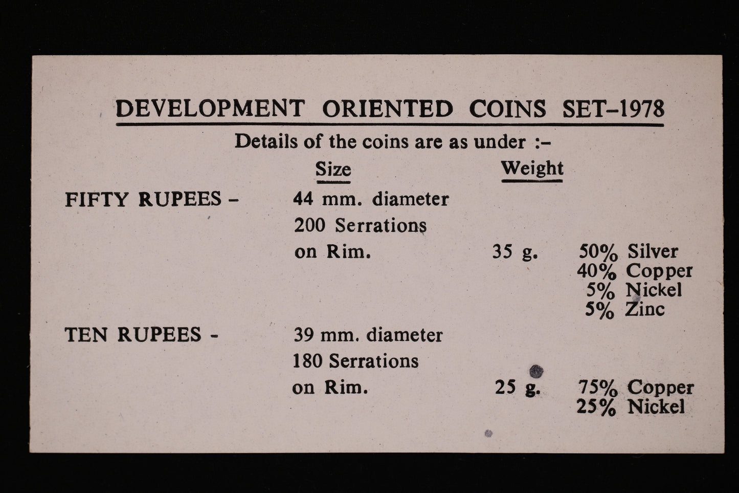 India 1978 Development Oriented Coin Set B563