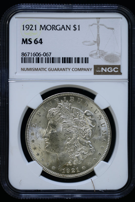 US 1921 Morgan Silver Dollar MS-64 NCG7 S8568