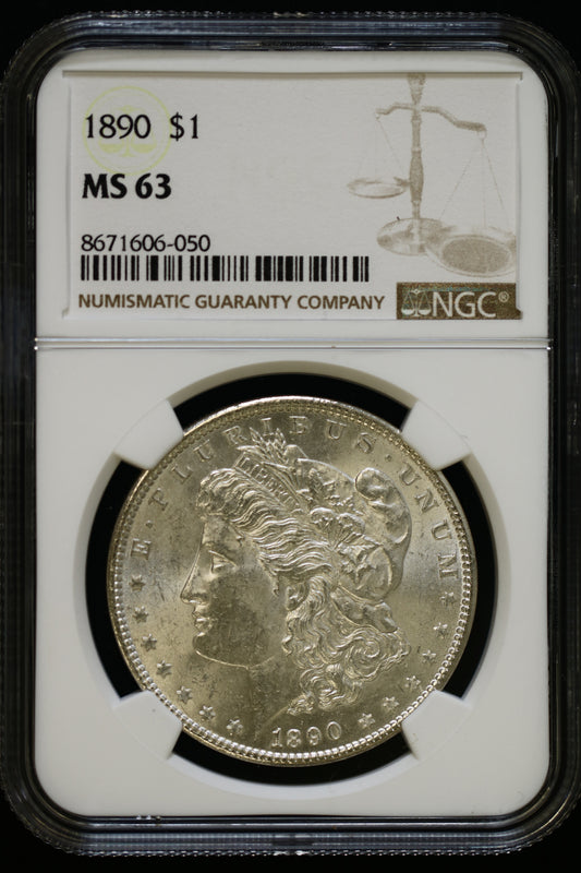 US 1890 Morgan Silver Dollar MS-63 NCG S844