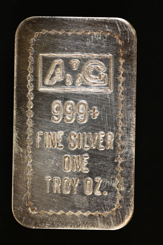 Vintage AMG 1 Troy Ounce .999 Fine Silver Bar A3504