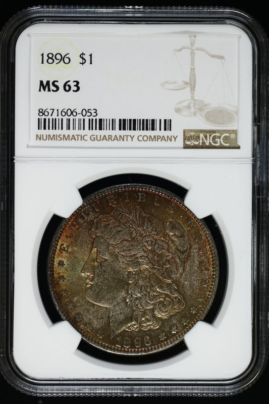 US 1896 Morgan Silver Dollar MS-63 NCG 'Nicely Toned' S846