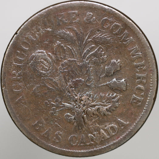 Lower Canada 1837 Agriculture & Commerce Un Sou Token A3630