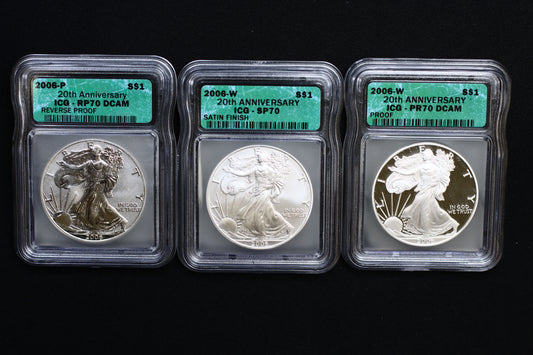 United States 2006 W 20th Anniversary Satin, Proof, Reverse Proof Set P786