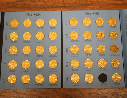 US Set of Presidential Dollars 78 Coins P & D Mint 2007-2016 in Folder  B274