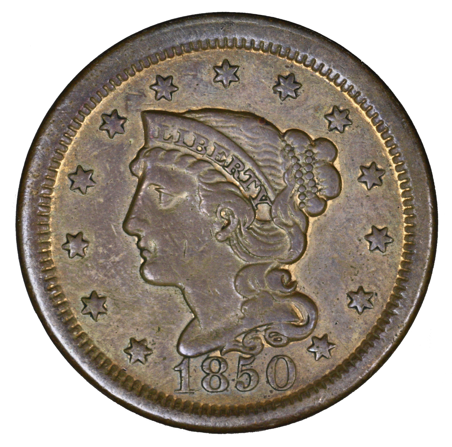 US 1850 Large Cent Old Light Cleaning  A3382