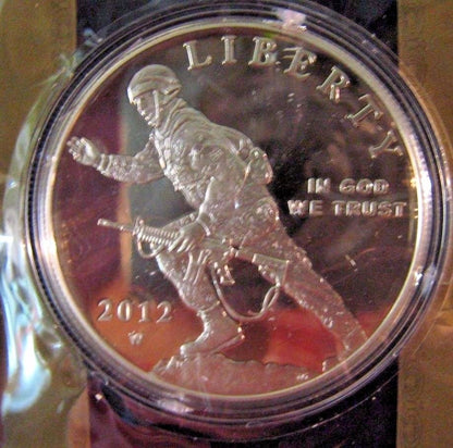 2012 U.S. Mint Infantry Soldier Silver Dollar w/dog tag 