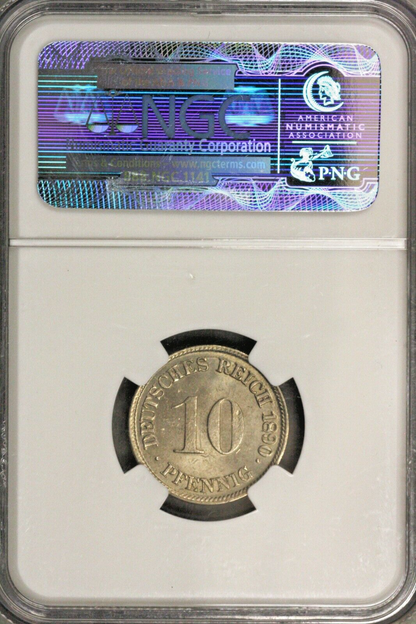 Germany 1890 G 10 Pfennic  NGC MS 63