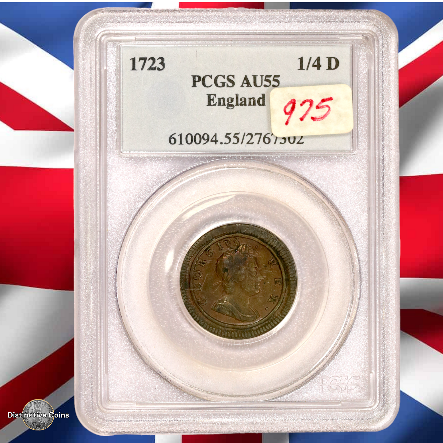 Great Britain 1723 Farthing PCGS AU55 - Top Pop! - GBS027