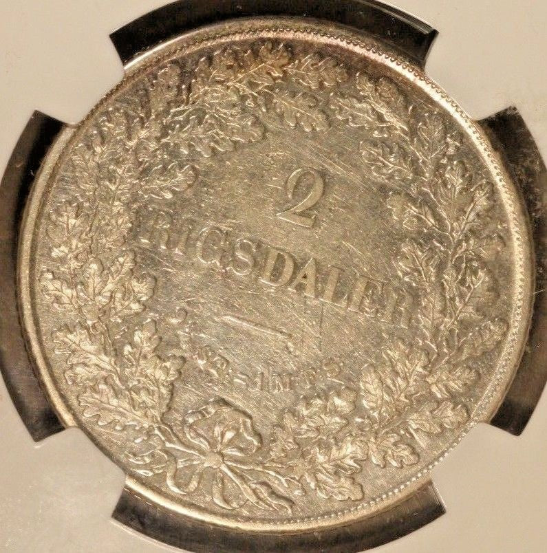 1854 FK FF Denmark 2 Rigsdaler NGC XF 45 