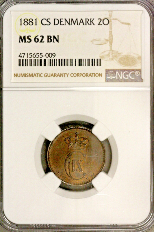 Denmark 1881 CS 2 Ore  NGC MS 62 BN