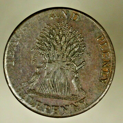 Great Britain Dublin 1/2 Penny Conder Token (1794)  AU  -  SCARCE !!!  A751