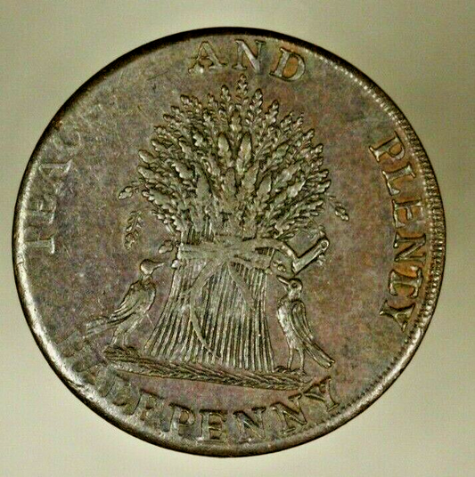 Great Britain Dublin 1/2 Penny Conder Token (1794)  AU  -  SCARCE !!!  A751