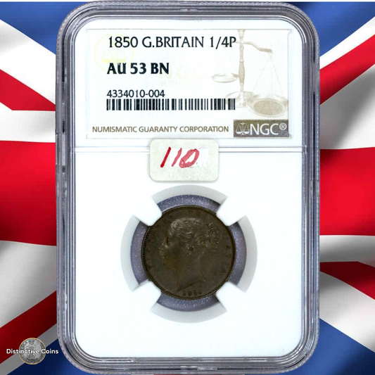Great Britain 1853/2 Farthing NGC AU55BN - GBS042
