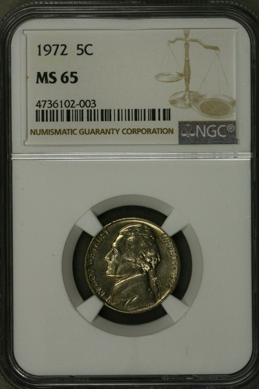 Jefferson Nickel - 5 Cents 1972  NGC MS65  S25