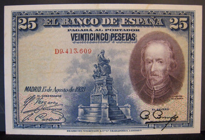 1928 Spain, Bank of, 25 Pesetas Note   Nice   