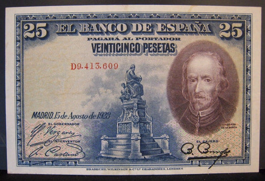 1928 Spain, Bank of, 25 Pesetas Note   Nice   