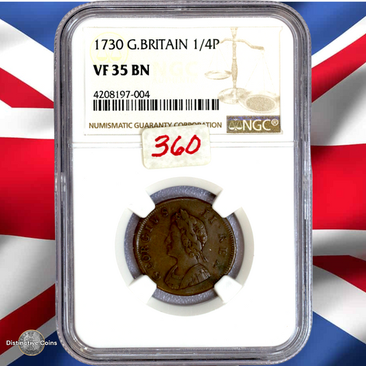 Great Britain 1730 Farthing NGC VF35BN - GBS028