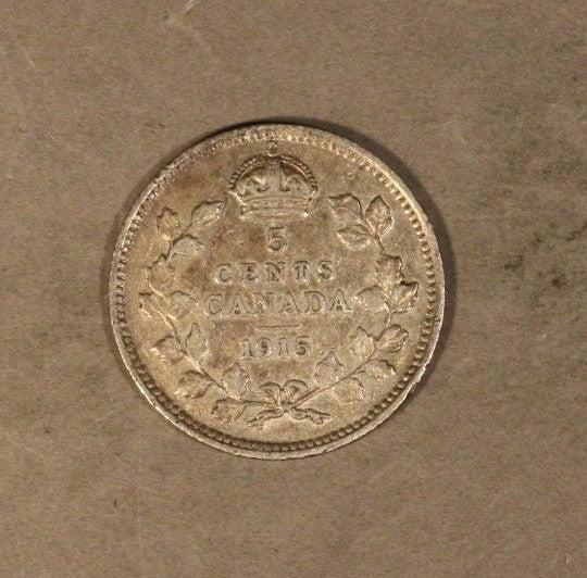 1915 Canada 5 Cents Silver Nice Details        