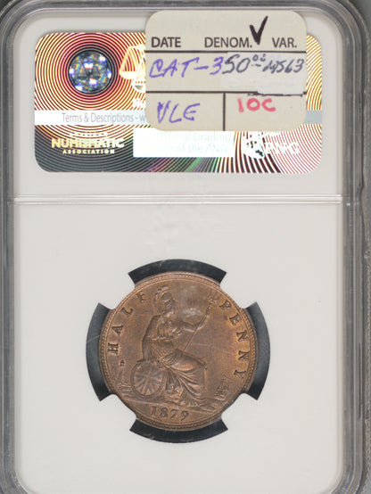 Great Britain 1879 1/2 Penny K-754 NGC MS63 RB