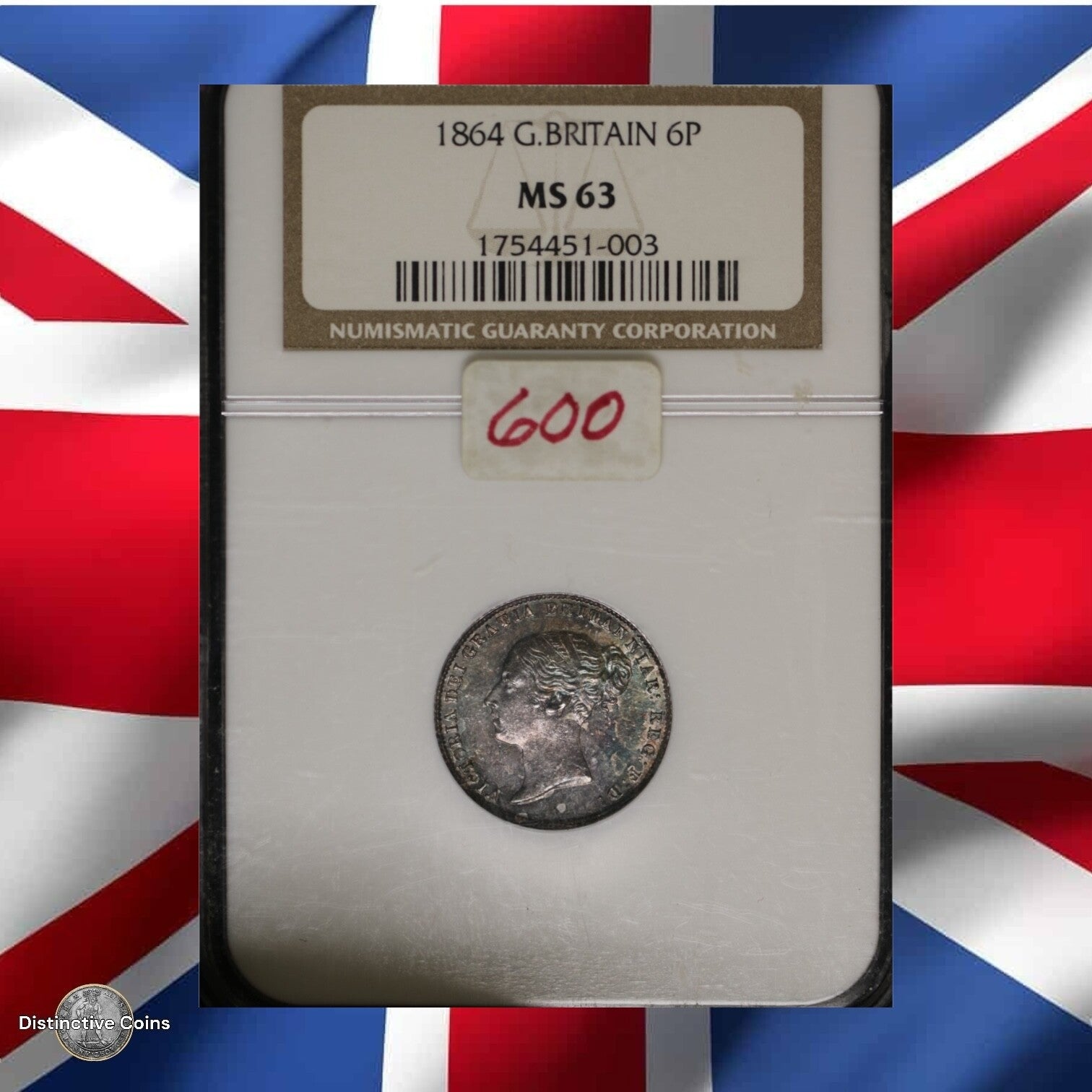 Great Britain 1864 6 Pence NGC MS63