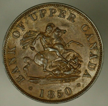 Upper Canada 1/2 Penny Token 1850  Brown UNC  A2233