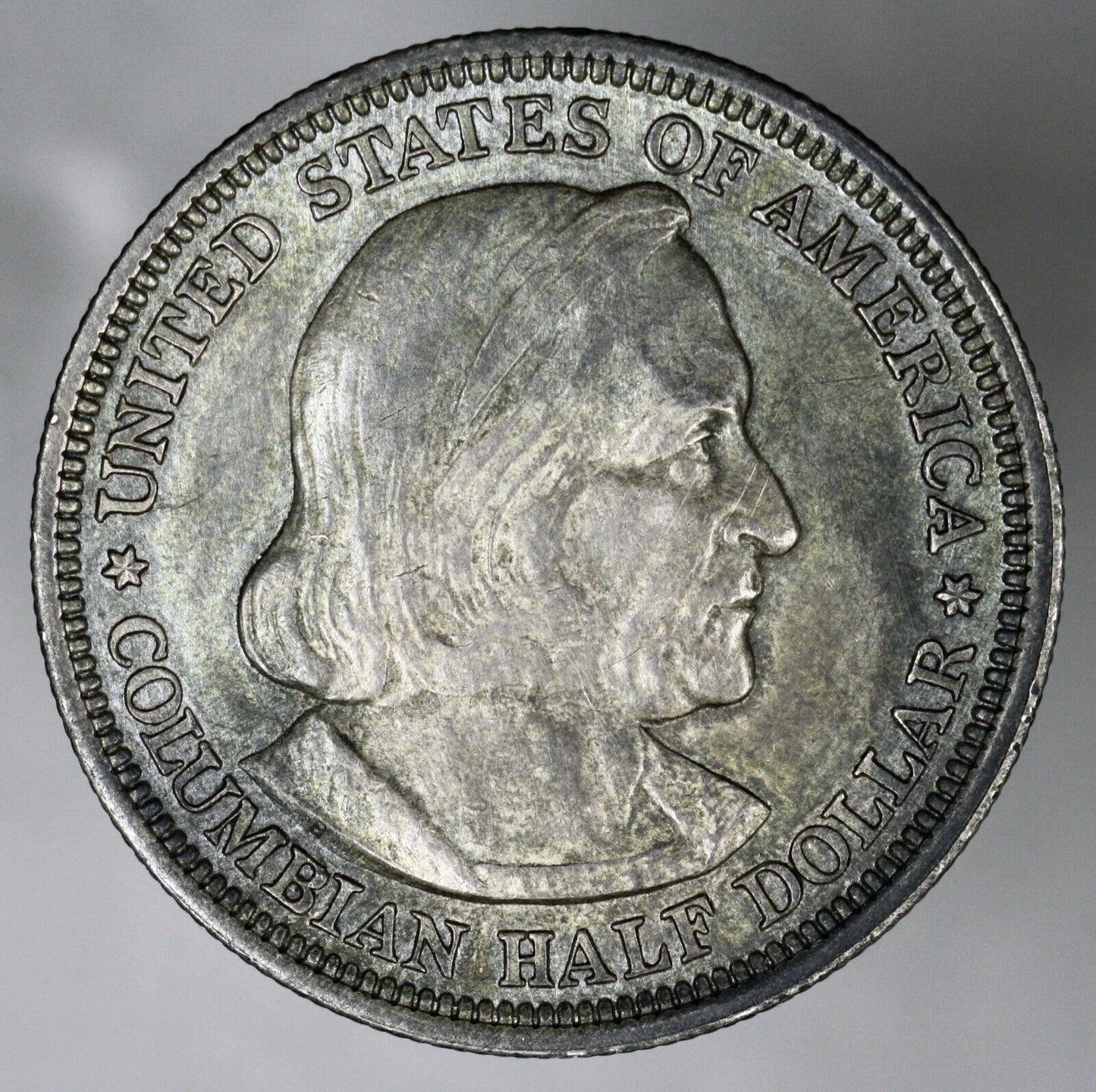 US 1893 Columbian Commemorative Silver Half Dollar Toned  A3302