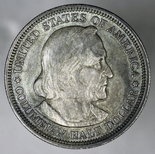 US 1893 Columbian Commemorative Silver Half Dollar Toned  A3302