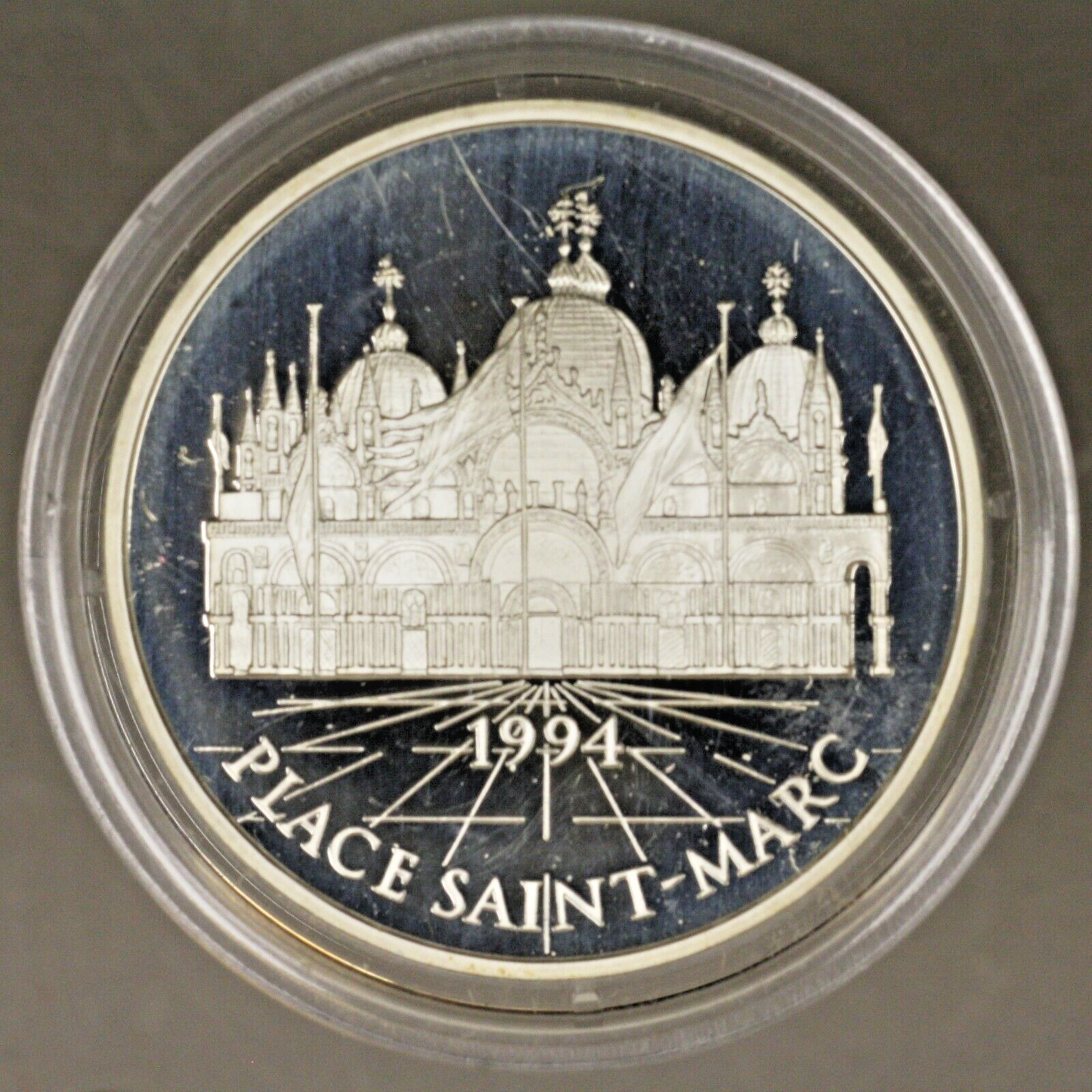 France 1994 15 ecus Place Saint Marc 100 Francs SILVER with Plastic Case