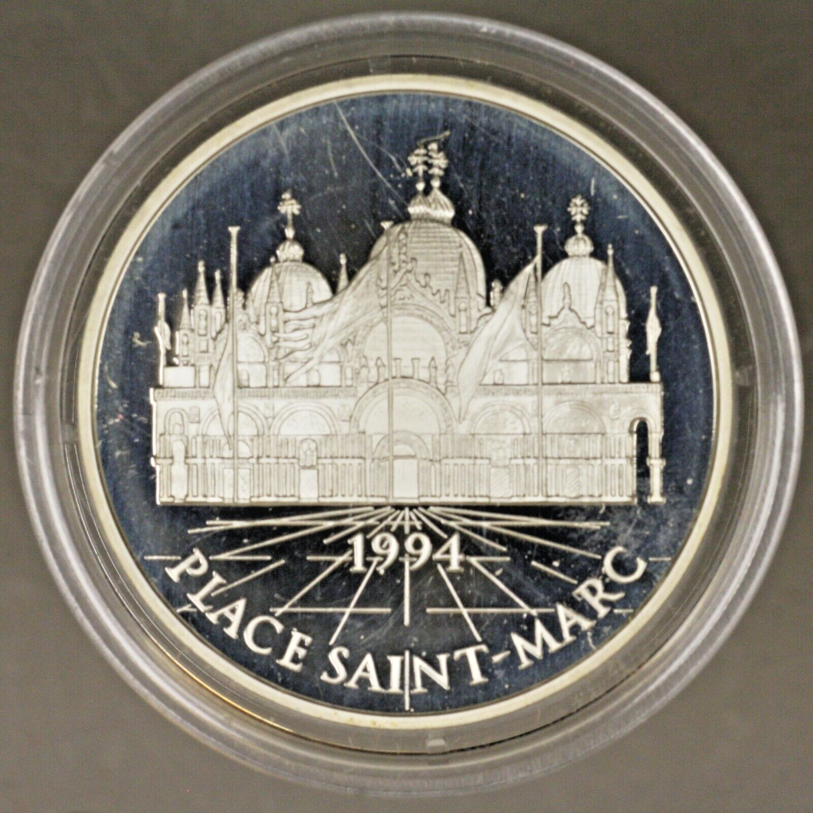 France 1994 15 ecus Place Saint Marc 100 Francs SILVER with Plastic Case