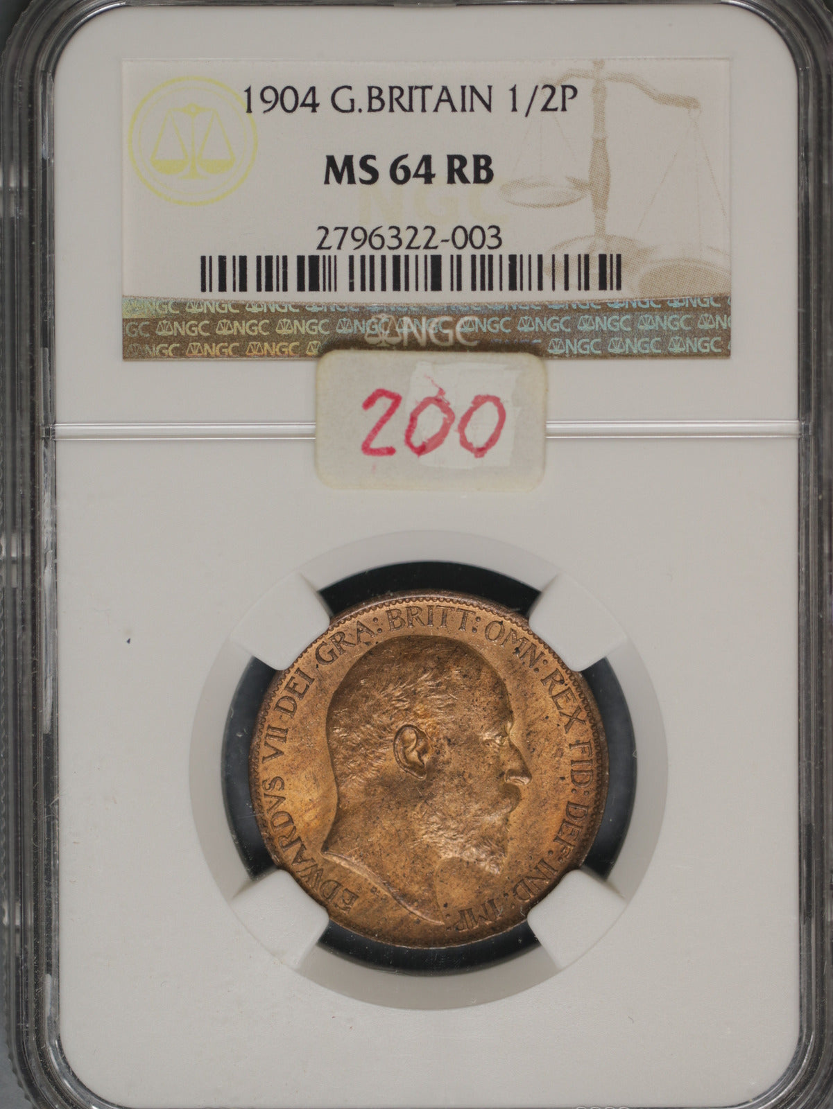 Great Britain 1904 1/2 Penny K-793.2 NGC MS64 RB