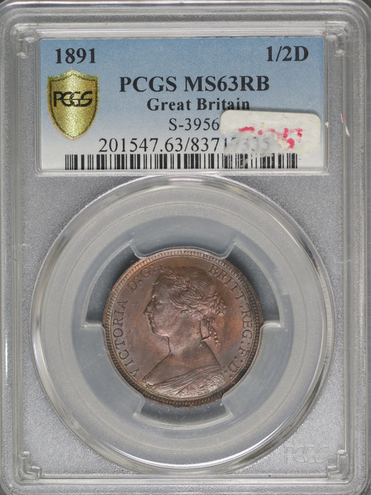 Great Britain 1891 1/2 Penny K-754 PCGS MS63 RB