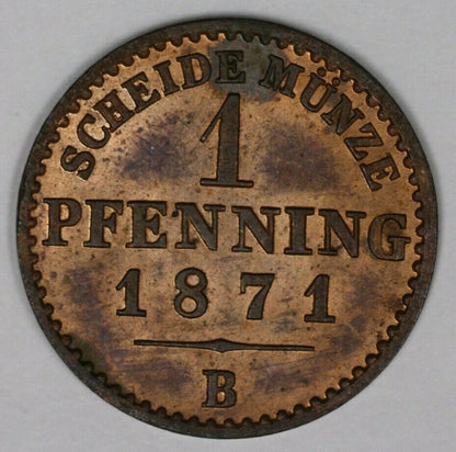 Prussia 1871 B 1 Pfennig Red UNC    A2762