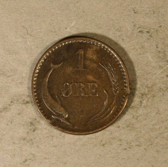 1879 Denmark Ore Higher Grade Coin Rim Flaw Reverse 